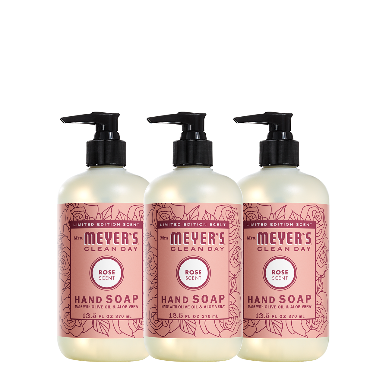 Mrs. Meyer's Rose 3-Count Liquid Hand Soap Bundle