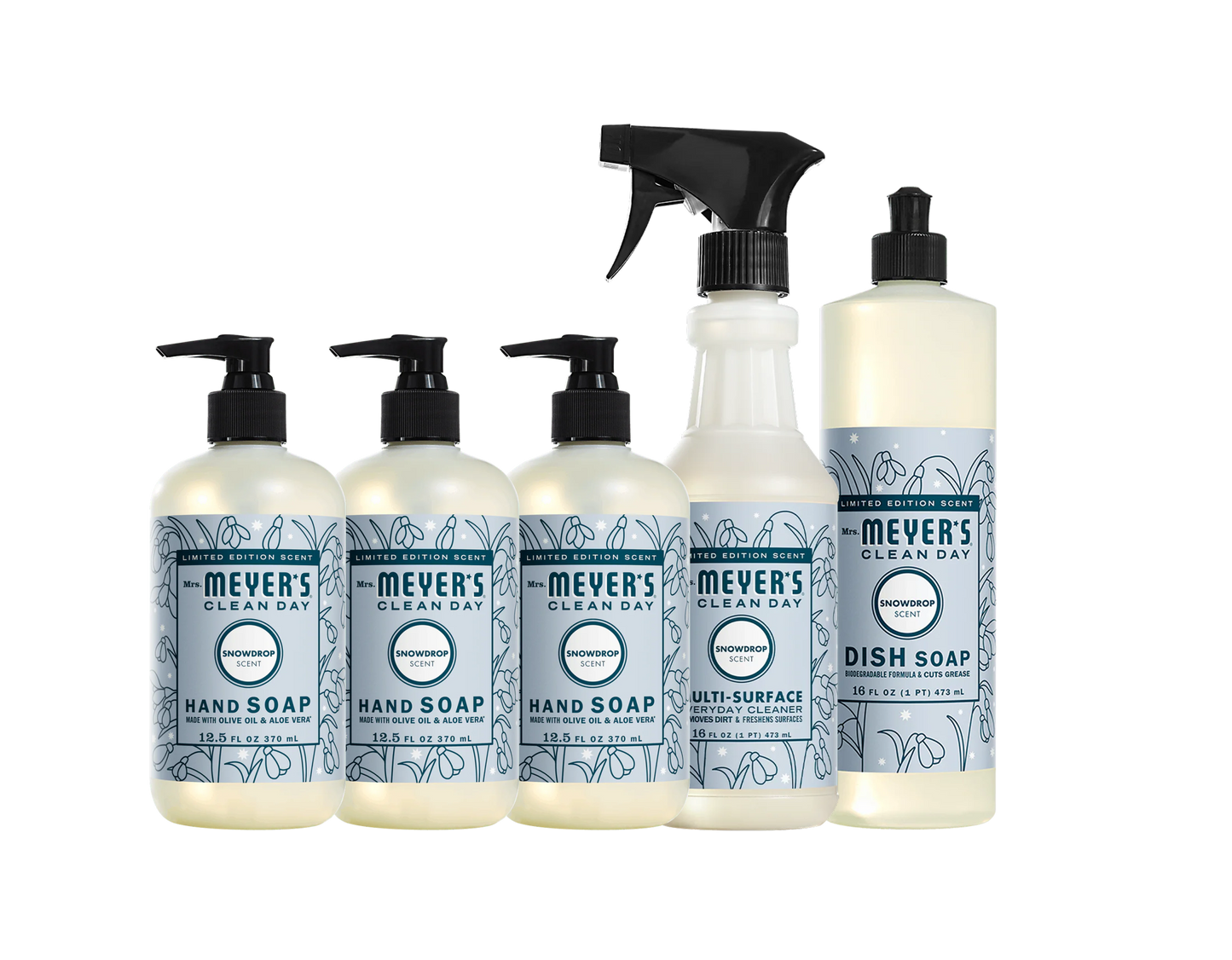 Mrs. Meyer's Snowdrop 5-Count Home Care Essentials Bundle
