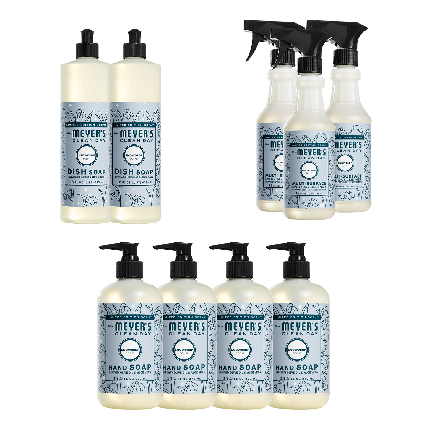 Mrs. Meyer's Snowdrop 9-Count Complete Essentials Bundle