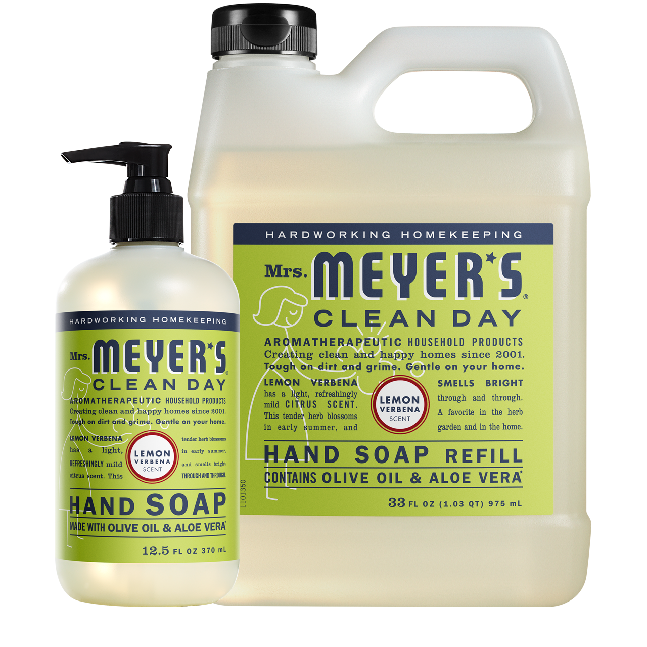 Mrs. Meyer's Lemon Verbena Liquid Hand Soap and Refill Set
