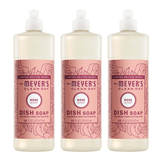 Mrs. Meyer's Rose 3-Count Liquid Dish Soap Bundle